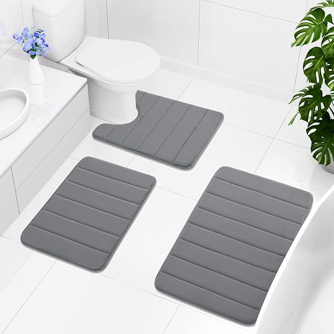 Buganda Memory Foam U-Shaped Contour Toilet Rugs, Non Slip Absorbent, Thick - Image 8