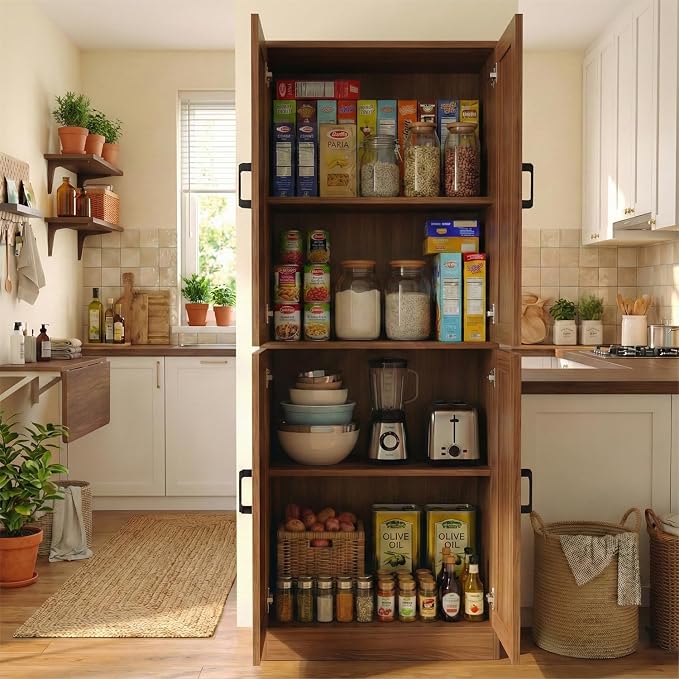 71" Tall Kitchen Pantry Cabinet, Freestanding Food Storage Organizer - Image 3
