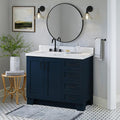 ARIEL 43" Midnight Blue Bathroom Vanity, 1.5" Edge Pure White Quartz Countertop by Ariel