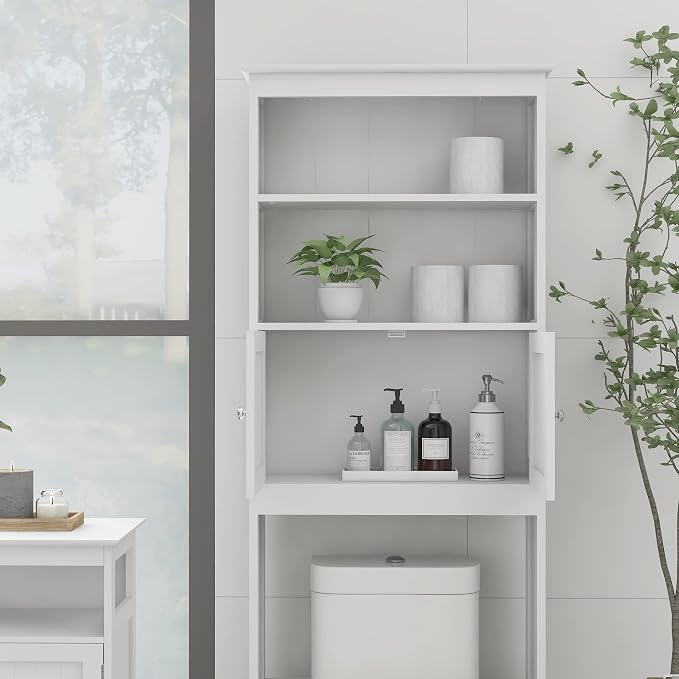 Over The Toilet Storage Cabinet, 2-Tier Bathroom Spacesaver - Image 2