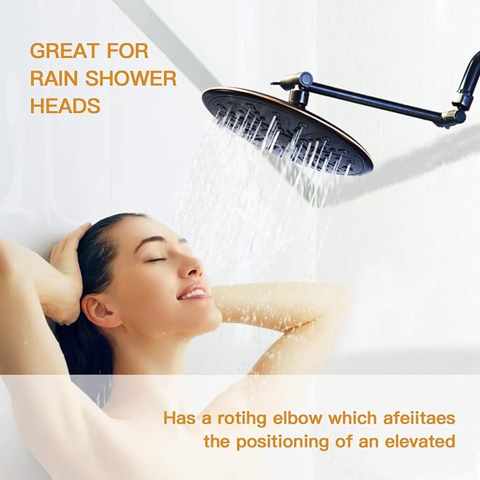 12 Inch Shower Head Extension Arm Oil Rubbed Bronze.Solid Brass Adjustable - Image 5