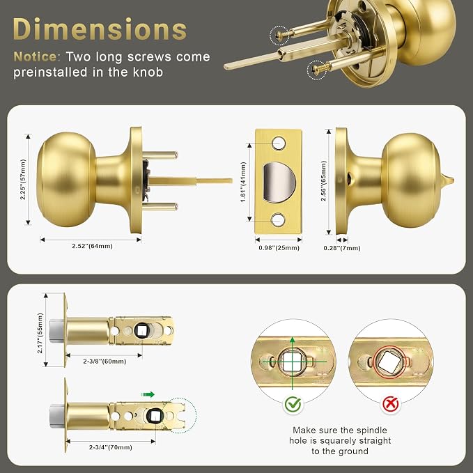 KNOBWELL 10 Pack Privacy Door Knob - Image 3
