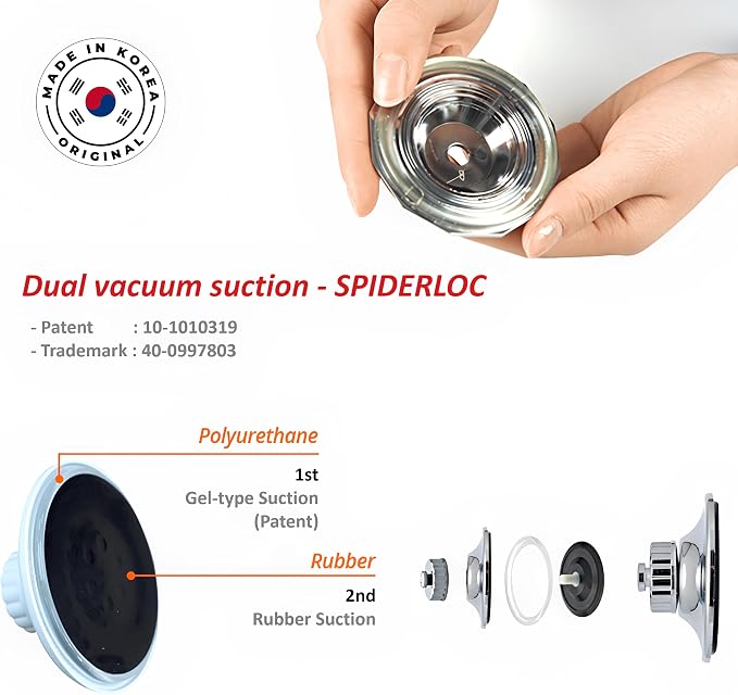 Spiderloc Flexible Shower Head Holder Bathroom Shower Suction Cups Hook Dual - Image 4