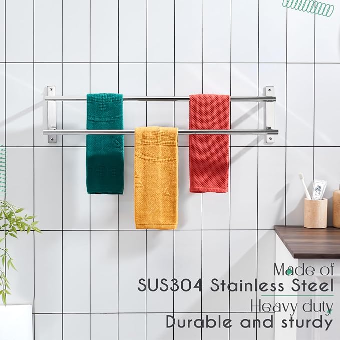 KOKOSIRI Bathroom Towel Racks 32 Inch Double Towel Bars Bath Towel Holder Towel - Image 3