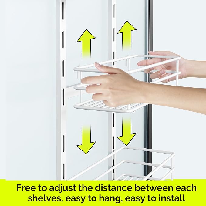 Orimade Over The Door Shower Caddy Adjustable 3 Tier White, Bathroom Hanging - Image 2