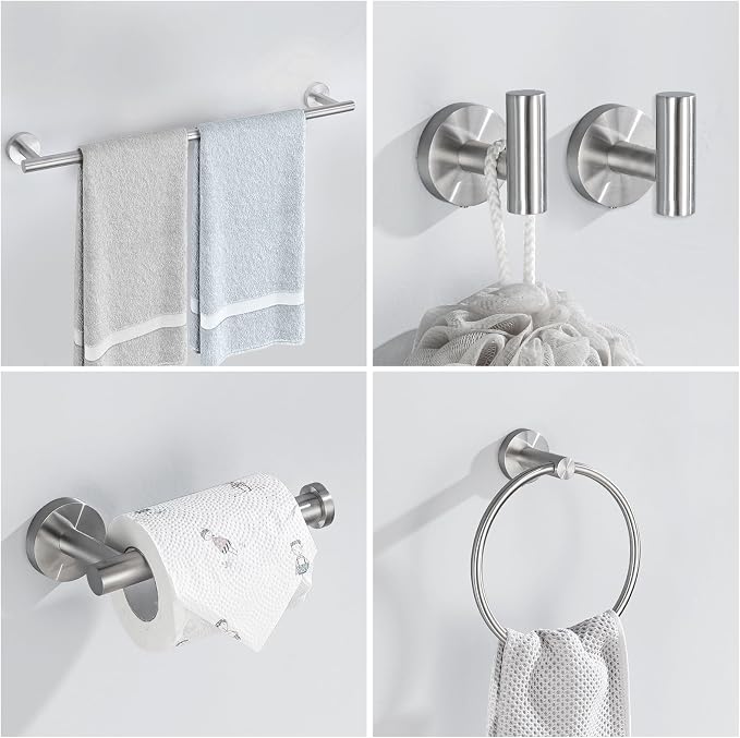 Bathroom Hardware Set, 4-Piece Towel Bar Set Brushed Nickel Towel Holder Set - Image 7