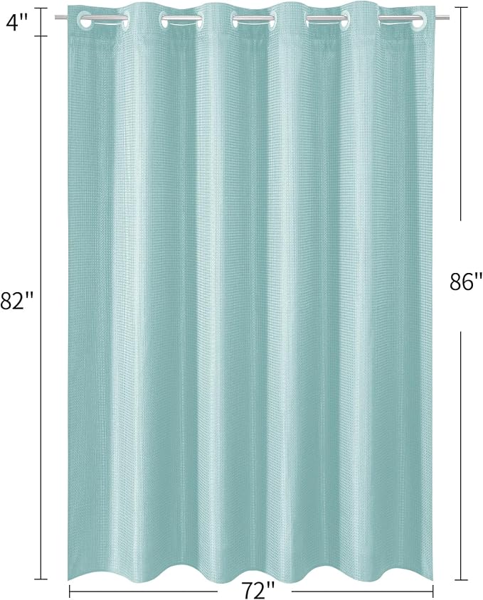 MitoVilla No Hooks Needed Turquoise Extra Long Shower Curtain Liner Set - Image 7
