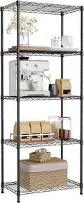 IZEUK 5-Tier Black Metal Storage Shelves, Adjustable Wire Shelving Unit by IZEUK