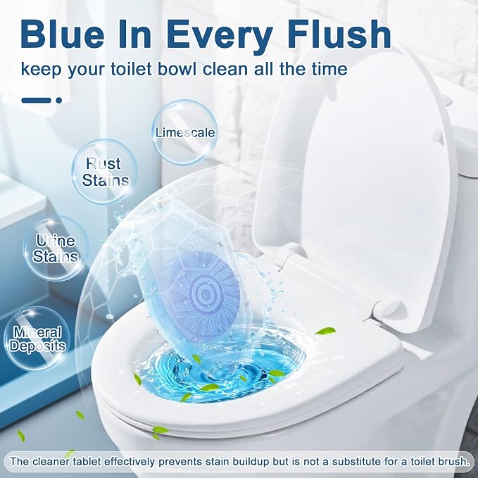 Toilet Bowl Cleaners, Automatic Toilet Bowl Cleaner Tablets Blue Gel Powerful - Image 3