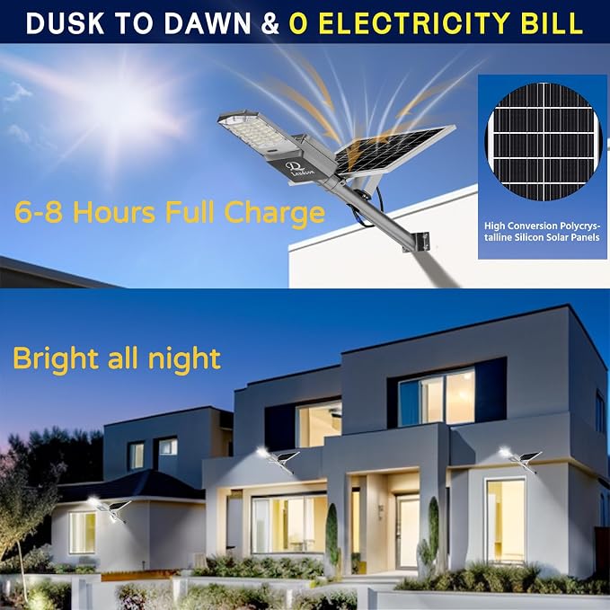 9500w Solar Street Lights Outdoor Waterproof, 450000LM Super Bright LED Beads - Image 2