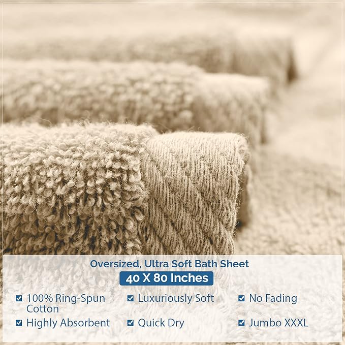 DAN RIVER Pack of 1 Bath Sheet 40x80 Inches, Big Towels Oversized Extra Large - Image 6