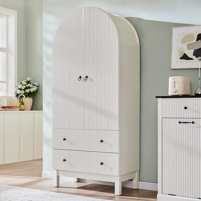 71" Tall Arched Pantry Cabinet, Fluted Kitchen Storage Cabinet - Image 6