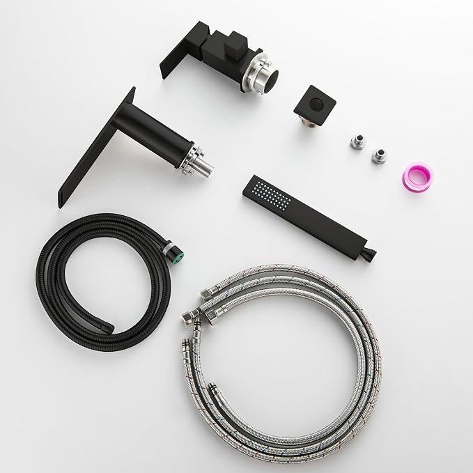Roman Tub Faucet with Hand Shower, Matte Black Deck Mount Waterfall Tub Faucet - Image 7