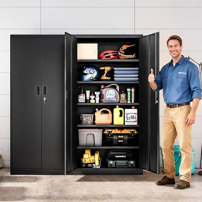 Metal Storage Cabinet, 71 Inch Tall Metal Storage Cabinet - Image 2