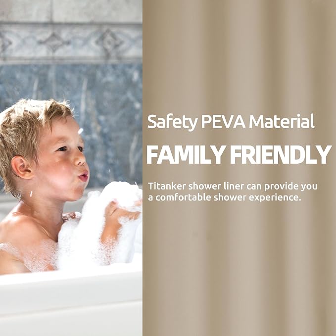 Titanker Shower Curtain Liner 72x72 Tan Shower Liner Lightweight PEVA Shower - Image 3