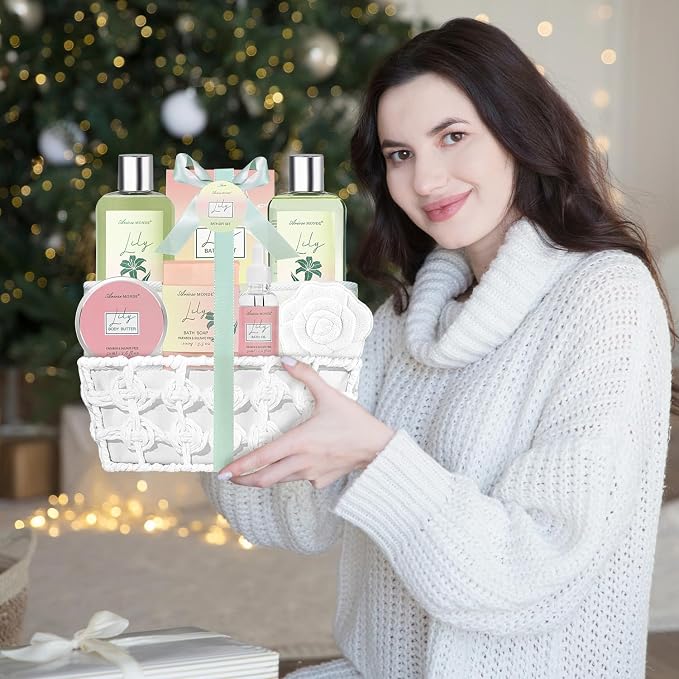 Spa Gift Baskets for Women Bath and Body Gift Set, Lily Bath Gift Set - Image 5