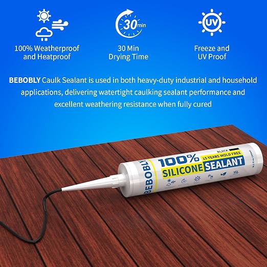 Black Silicone Caulk & Sealant, 100% Waterproof Silicone Caulking, Silicone - Image 4