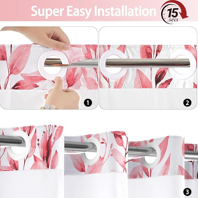 No Hook Shower Curtain and Liner Set, Bath Curtain Sets - Image 3