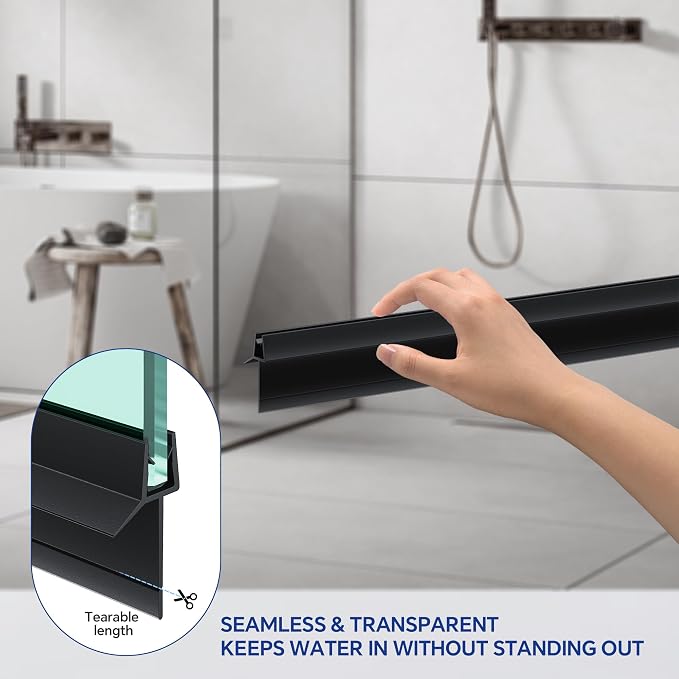 2-Pack Frameless Shower Door Bottom Seal Clear Glass Seal Strip Shower Door - Image 2