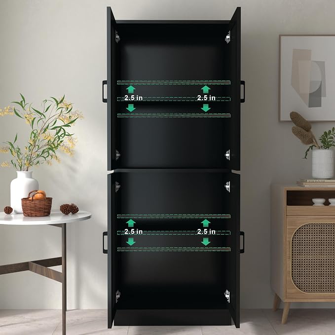 71" Tall Kitchen Pantry Cabinet, Freestanding Food Storage Organizer - Image 7
