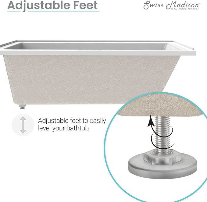 Swiss Madison Voltaire 60" x 30" Reversible Drain Drop-In Bathtub - Image 8