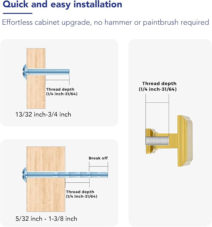 Ravinte Hardware 5 Pack Kitchen Cabinet Pulls Square Drawer Single Hole Handles - Image 3