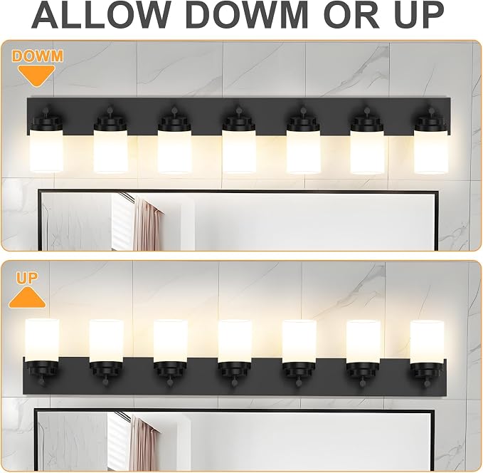 IZORRO Bathroom Vanity Light Fixture, 7-Light 51 Inch Matte Black Bathroom - Image 7