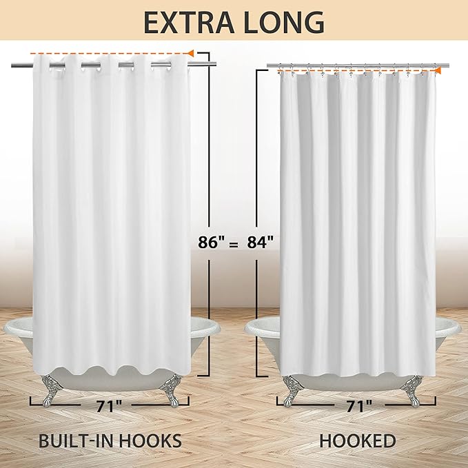River Dream Extra Long Shower Curtain No Hooks or Liner Needed - Image 6