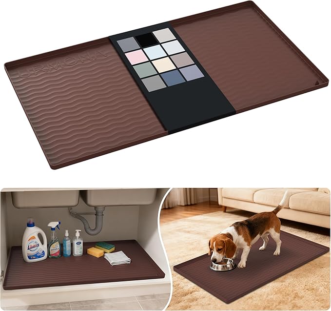 URMONA Waterproof Silicone Under Sink Mat 34'' x 19'' Shelf Liner by URMONA
