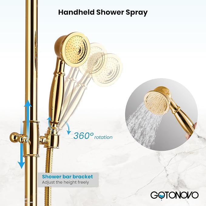 gotonovo Bathroom Classic Exposed Shower Faucet Wall Mount Shower System 8 Inch - Image 7