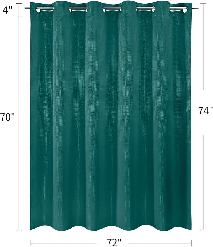 MitoVilla No Hooks Needed Dark Green Waffle Shower Curtain Liner Set, Modern - Image 7