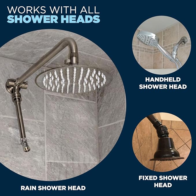 HammerHead Showers® Solid Metal Shower Head Swivel Ball Adapter, Brushed Nickel - Image 3