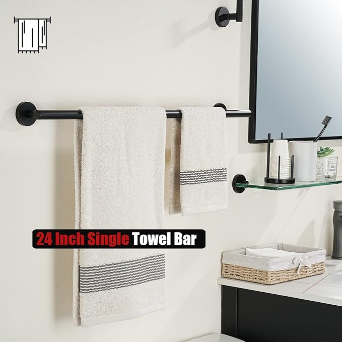 JQK Black Towel Bar, 27 Inch 304 Stainless Steel Thicken 0.8mm Towel Rack - Image 5