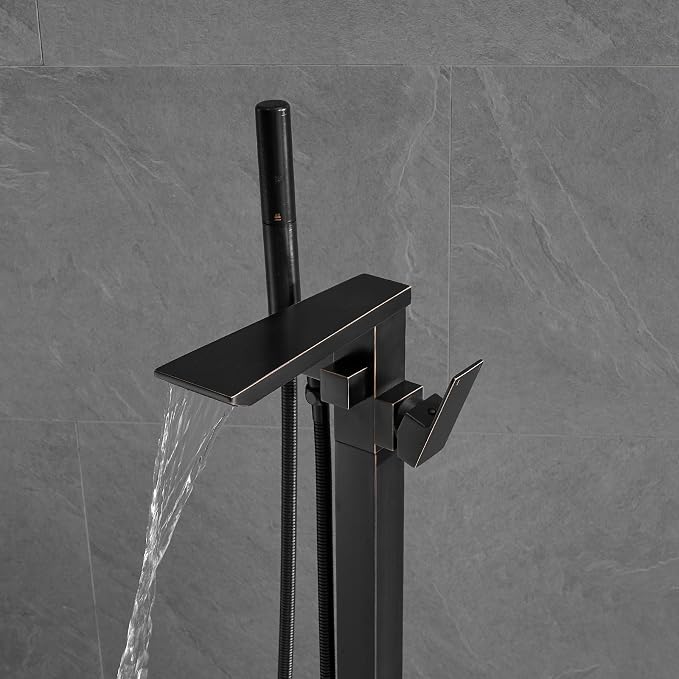 RUMOSE Oil Rubbed Bronze Bathtub Filler Freestanding Tub Filler Floor Mount Tub - Image 8