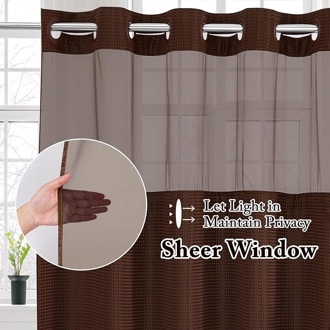 Gibelle Long Shower Curtain 72x80, Waffle Weave Bathroom Shower Curtain - Image 2
