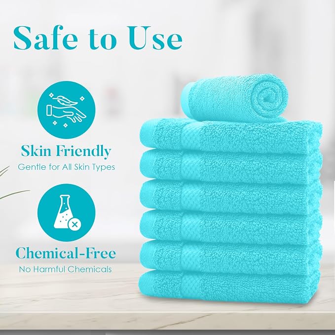 DAN RIVER 12-Pack Premium 100% Cotton Aqua Face Towels – Reusable Face Towel Set - Image 8