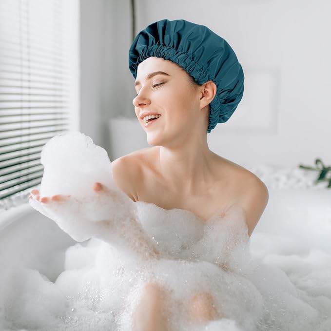 Reusable Shower Cap for Women, Stylish Large Waterproof Shower Bonnet Washable - Image 5