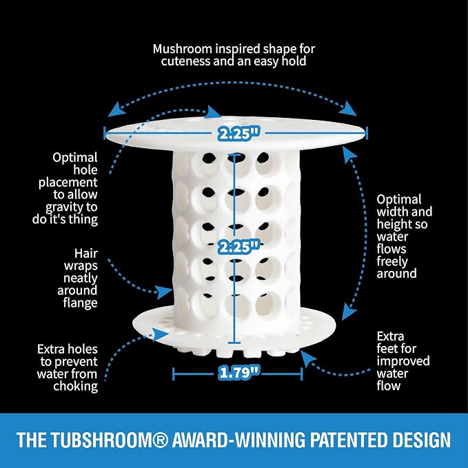 TubShroom Tub Drain Hair Catcher Strainer, Fits 1.5” – 1.75” Bathtub and Shower - Image 3