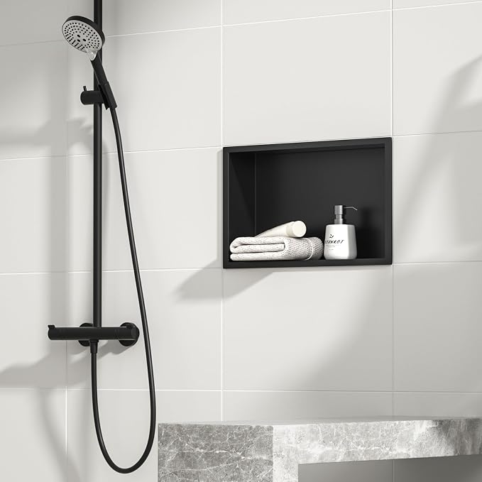 Stainless Steel Shower Niche 20" X 12" Matte Black No Tile Needed Niche Shower - Image 2