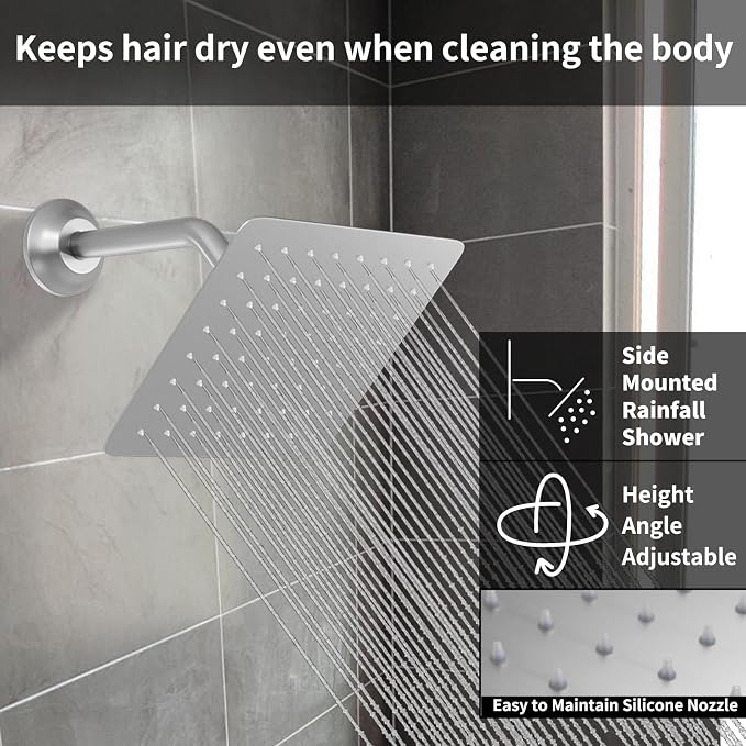 Temperature Display Shower Fixtures Brushed Nickel Rainfall Shower System - Image 3