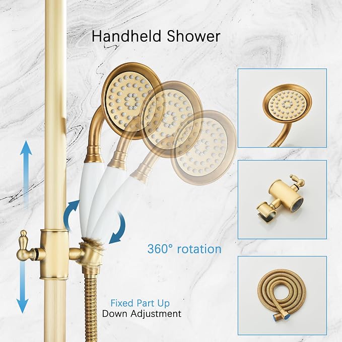 Antique Brass Shower System Bathroom Shower Faucet Set - Image 4