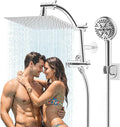 Hibbent All Metal Shower Head, 10 Sprays, Adhesive Showerhead Holder by Hibbent
