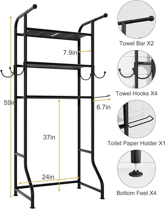 3-Tier Over The Toilet Storage Shelf，Bathroom Organizers and Storage Over - Image 2