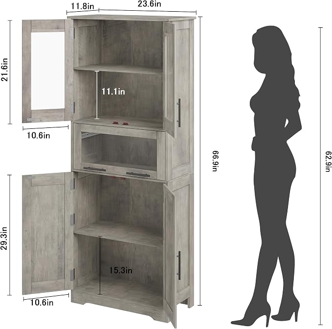 GAOMON Tall Bathroom Cabinet, Freestanding Storage Cabinet - Image 2