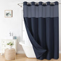 Extra Long No Hooks Needed Linen Textured Shower Curtain by EACHOPE