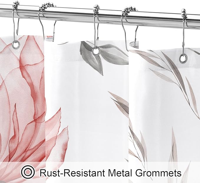 Extra Long Boho Watercolor Floral Shower Curtain 72 x 84, Artistic XL Fabric - Image 4