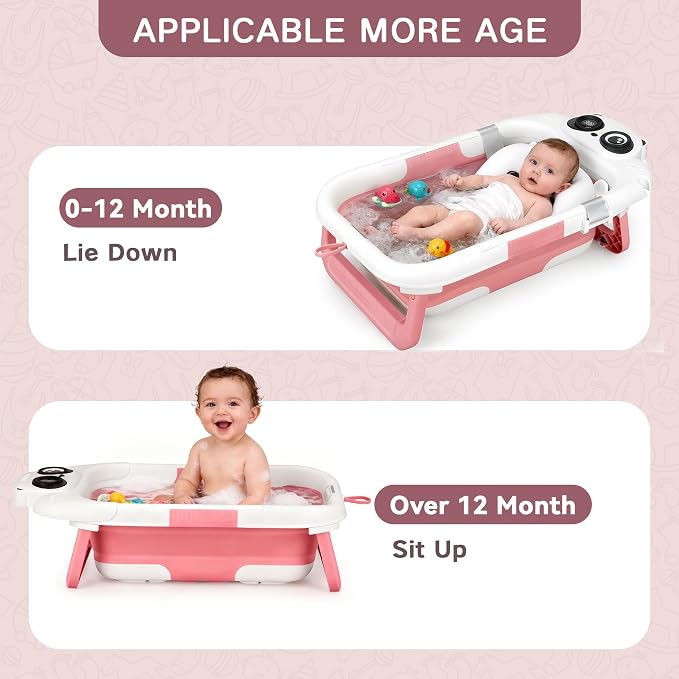 Collapsible Baby Bathtub for Newborn to Toddler, Portable Baby Bath Tub for - Image 3