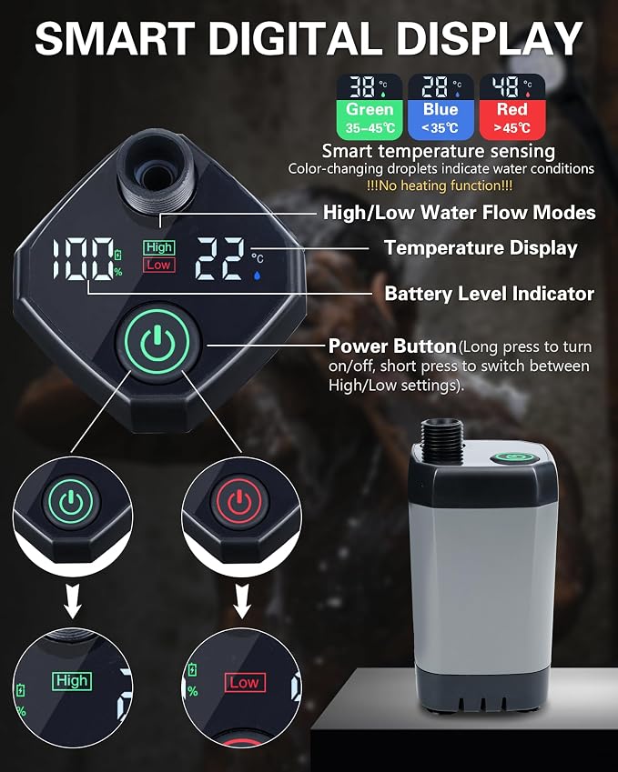 Beviliu Portable Shower for Camping, 6000mAh Rechargeable Camping Shower - Image 3