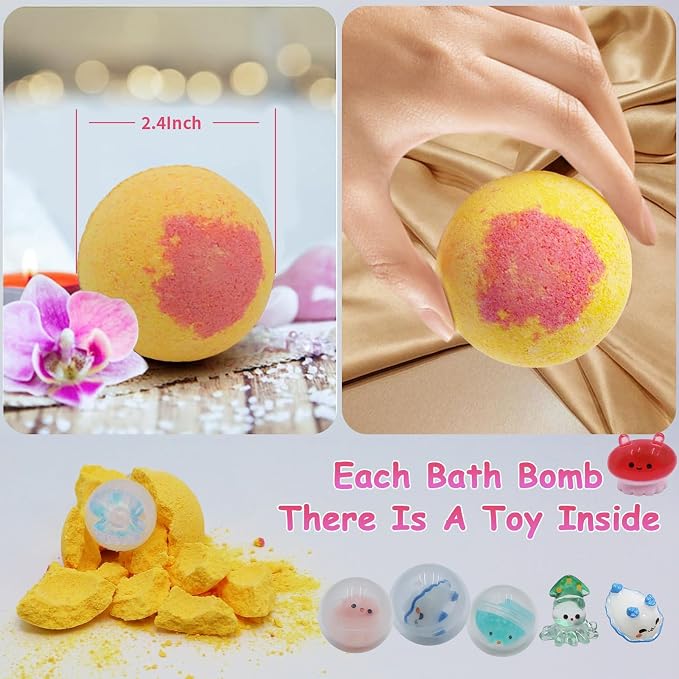 Bath Bombs for Kids with Surprise Inside for Girls Boys, 12 Pack Kids Bath - Image 2