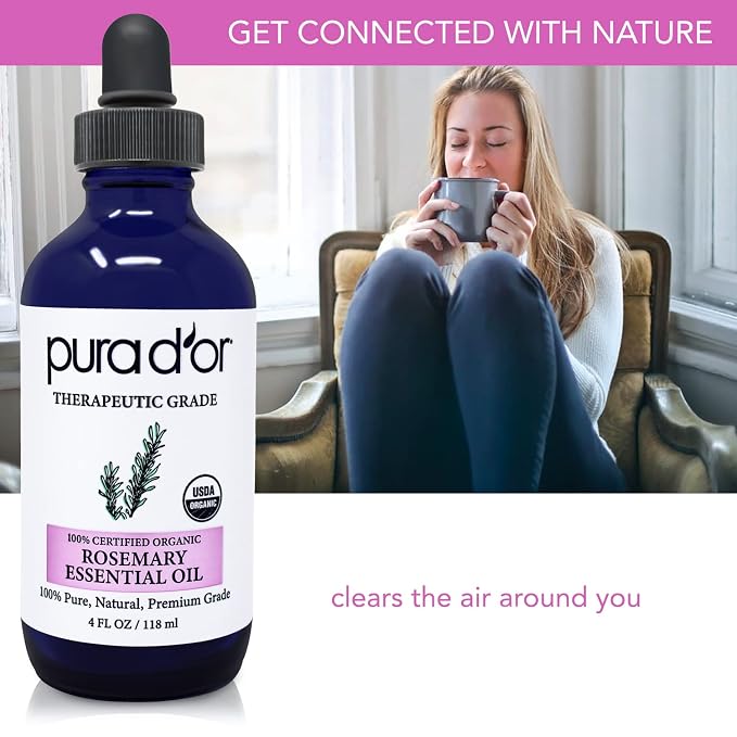 PURA D'OR Organic Rosemary Essential Oil, Therapeutic Grade, - Image 4